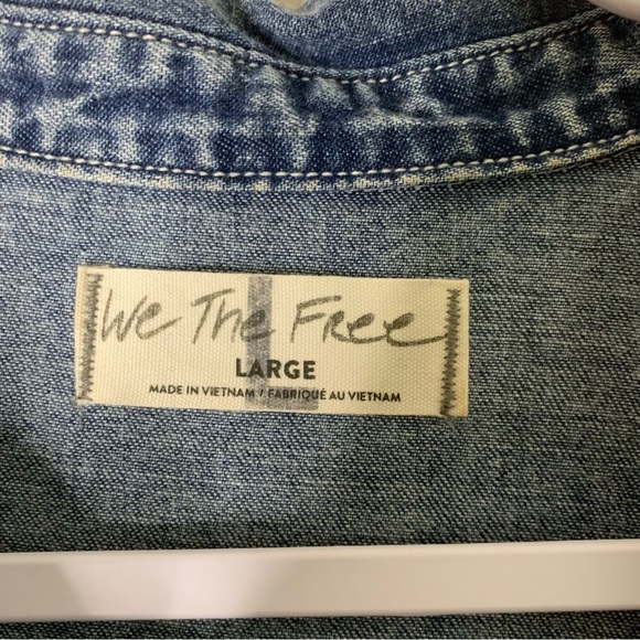 We the free Womens Blue Denim Hannah Long Sleeve Mini Dress L - Picture 8 of 10